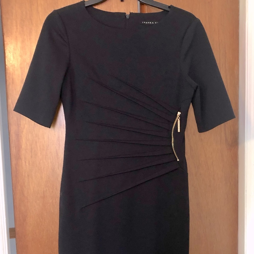 Gorgeous Ivanka Trump navy dress with gold accent